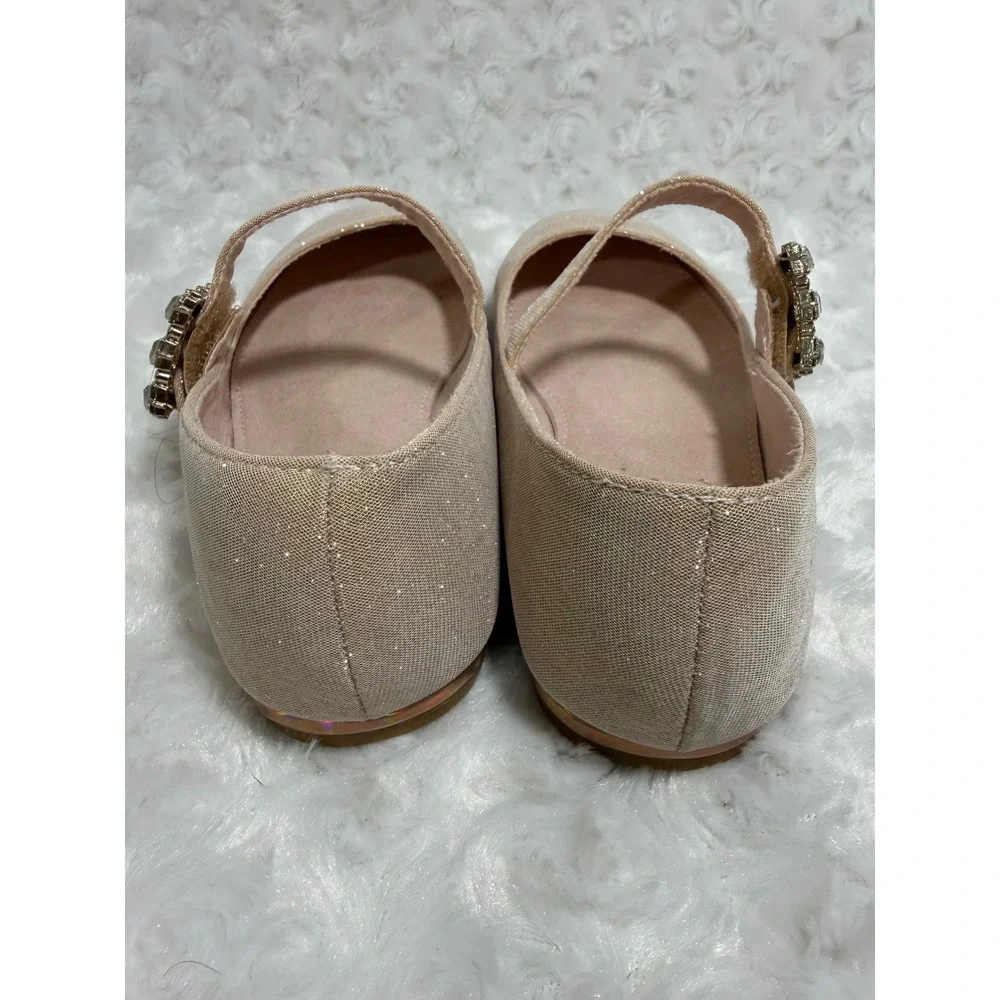 Cupcakes and Cashmere Girls‎ Gold Glitter Mary Jane Flats Crystal Buckle Size 2